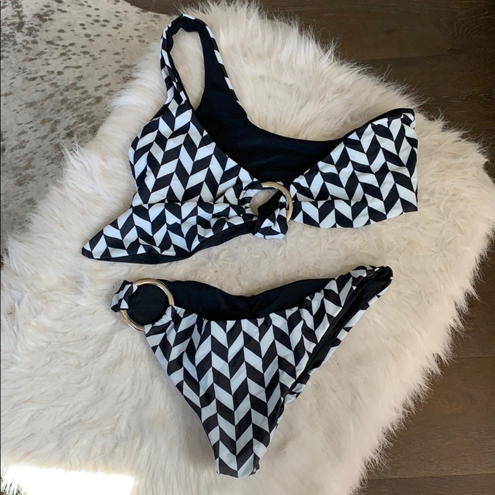 REVOLVE Black and White Geometric Bikini